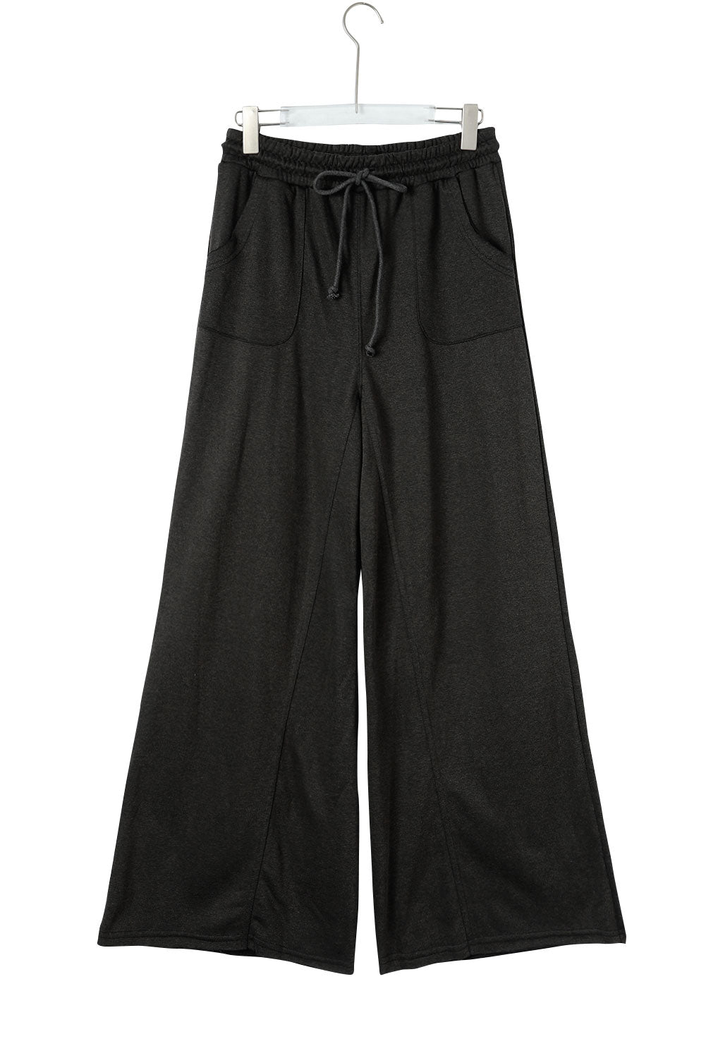 Grey Mineral Washed Drawstring High Waisted Wide Leg Pants