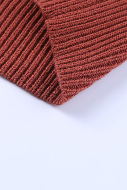 Chestnut Color Block Casual Knit Pullover Sweater