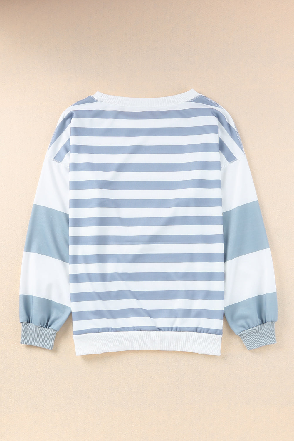 Black Striped Colorblock Drop Shoulder Pullover Sweatshirt