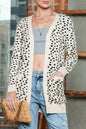 Apricot Dotted Print Open Front Knit Cardigan