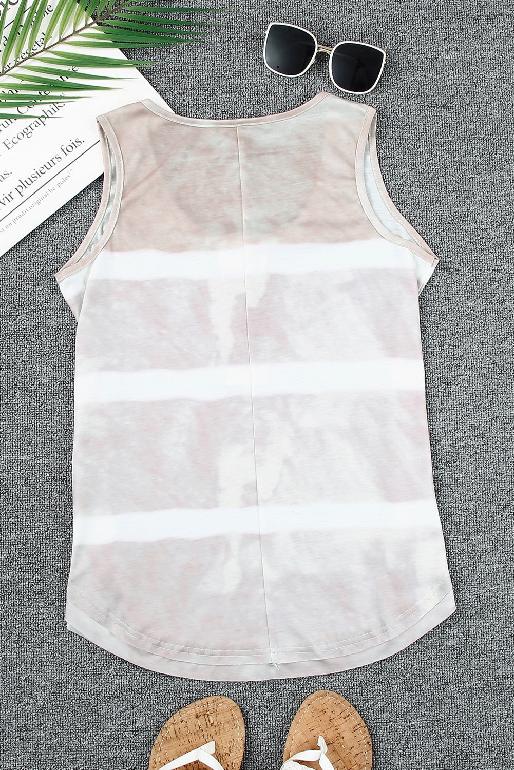 Berry Colored Tie Dye Button Front Scoop Neck Tank Top
