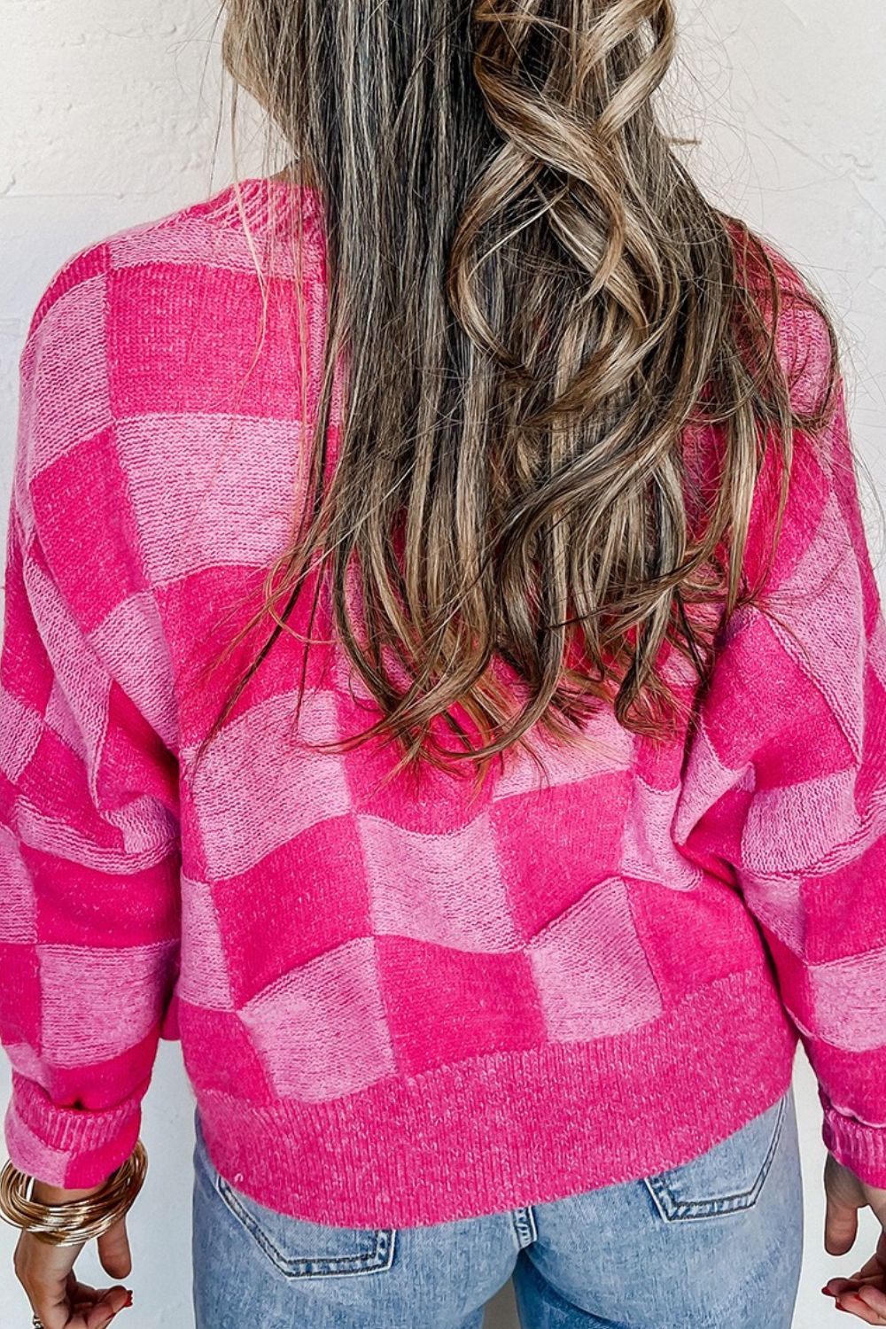 Checkered Button Up Long Sleeve Cardigan