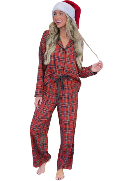 Red Buffalo Plaid Shirt and Drawstring Pants Pajama Set