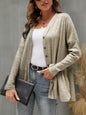 FAM-FAM Ruffled Button Up Long Sleeve Cardigan