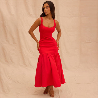 Carmen Backless Maxi Fishtail Dress