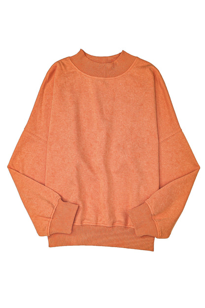 Green Light Plain Washed Drop Shoulder Pullover Sweatshirt