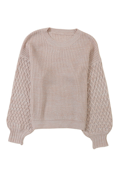Light Grey Chunky Knit Sleeve Drop Shoulder Sweater