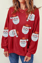 Red Sequins Santa Claus Graphic Christmas Sweatshirt