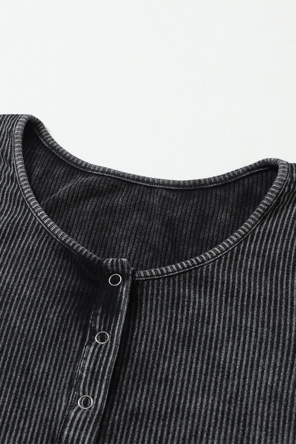 Burgundy Vintage Washed Ribbed Snap Button Long Sleeve Bodysuit