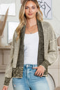 Grey Gingham Contrast Trim Open Front Cardigan