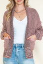 Black Chunky Knit Pockets Drop Sleeve Cardigan