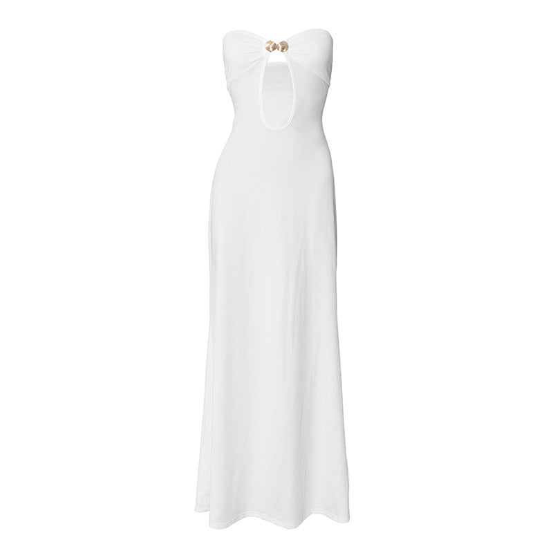 Valerie White Elegant Off Shoulder Long Dress