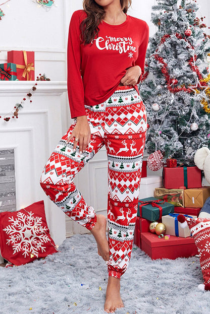 Red Christmas Printed Long Sleeved Longewear Set