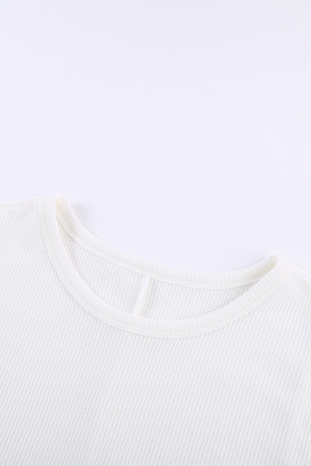 White Basic Waffle Crew Neck Tank Top