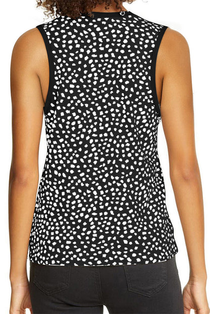 Leopard Contrast Trim Casual Round Neck Tank Top