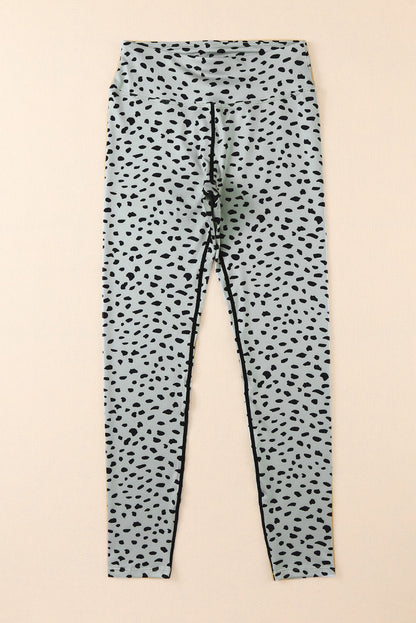 Apricot Dalmatian Spots Printed Stretchy High Waist Leggings