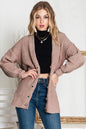 Khaki Solid Color Buttoned Down Casual Knitted Cardigan