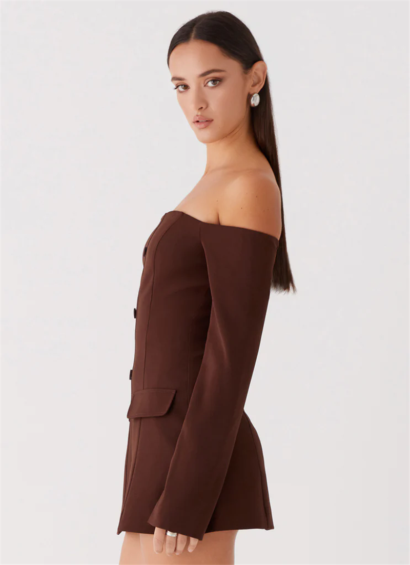 Evelyn Strapless Long Sleeve Sexy Mini Blazer Dress