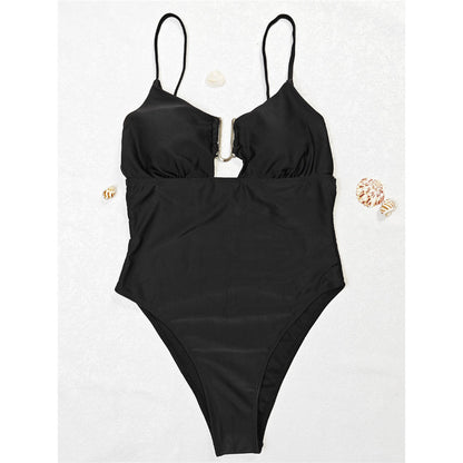 Gloria Cut Out Metal Ring Backless One Piece Swimsuit