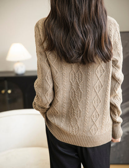 Candice Woman Vintage Soft Long Sleeve Knitted Sweater