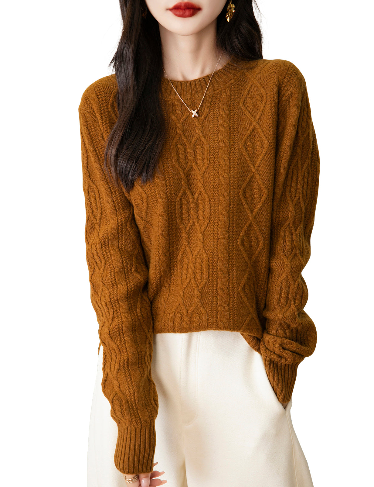 Candice Woman Vintage Soft Long Sleeve Knitted Sweater