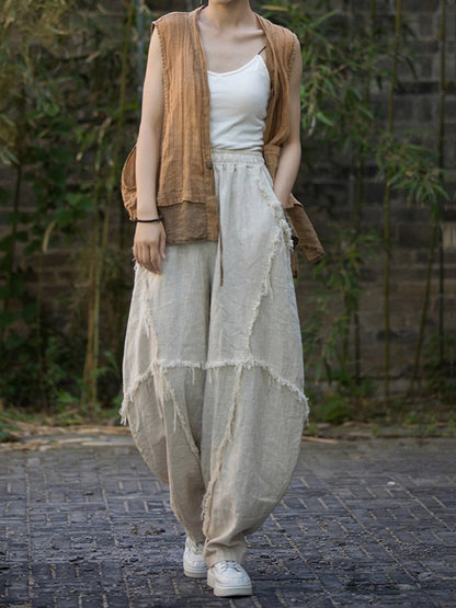 Valerie Woman Linen Baggy Cargo Pants