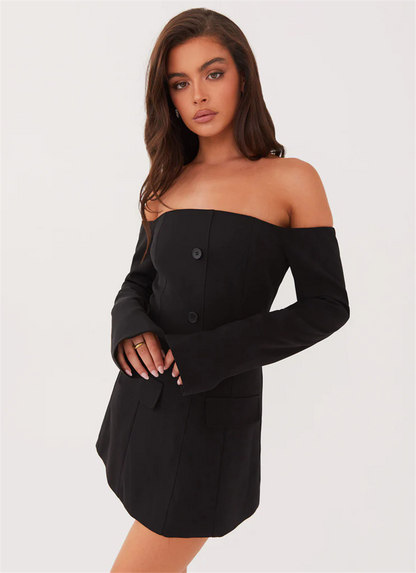 Evelyn Strapless Long Sleeve Sexy Mini Blazer Dress