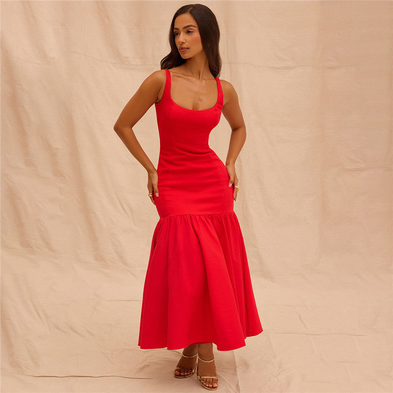 Tara Woman Backless Maxi Fishtail Dress