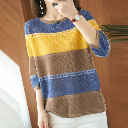 Tina Women Knitted Short Sleeve Sweater