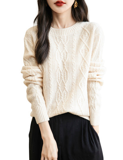 Candice Woman Vintage Soft Long Sleeve Knitted Sweater