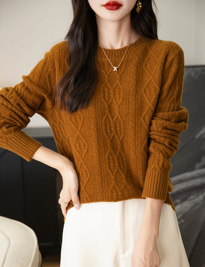 Candice Woman Vintage Soft Long Sleeve Knitted Sweater