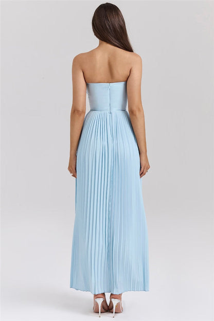 Aimee Off-shoulder Backless Pleated Maxi Dress