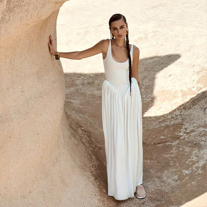 Eliza Split Backless Draped Maxi Dress