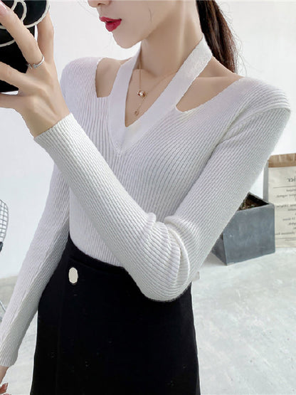 Alexa V-Neck Halter Woman Sweater