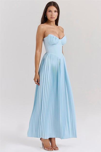 Aimee Off-shoulder Backless Pleated Maxi Dress