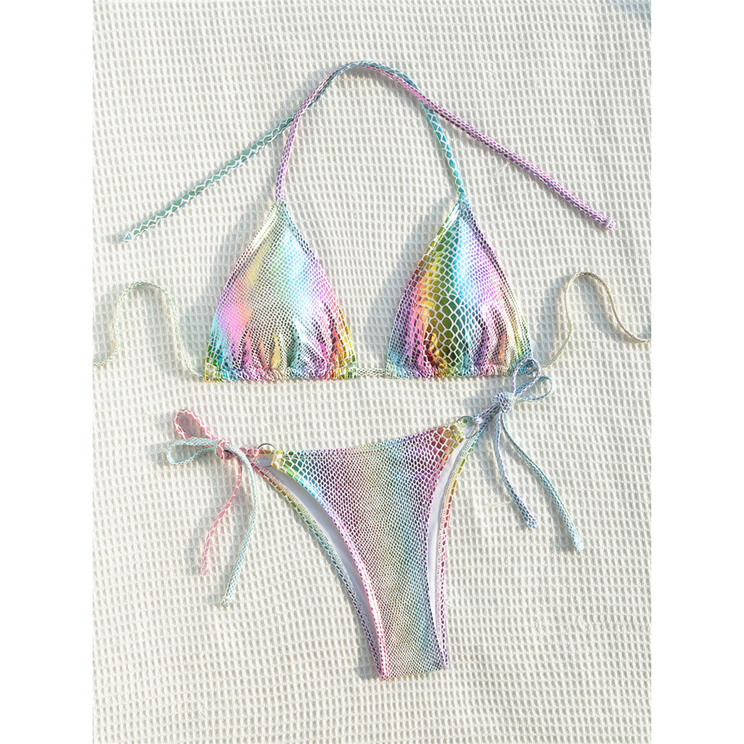 Ella Colorful Snake Skin Halter Strappy Bikini