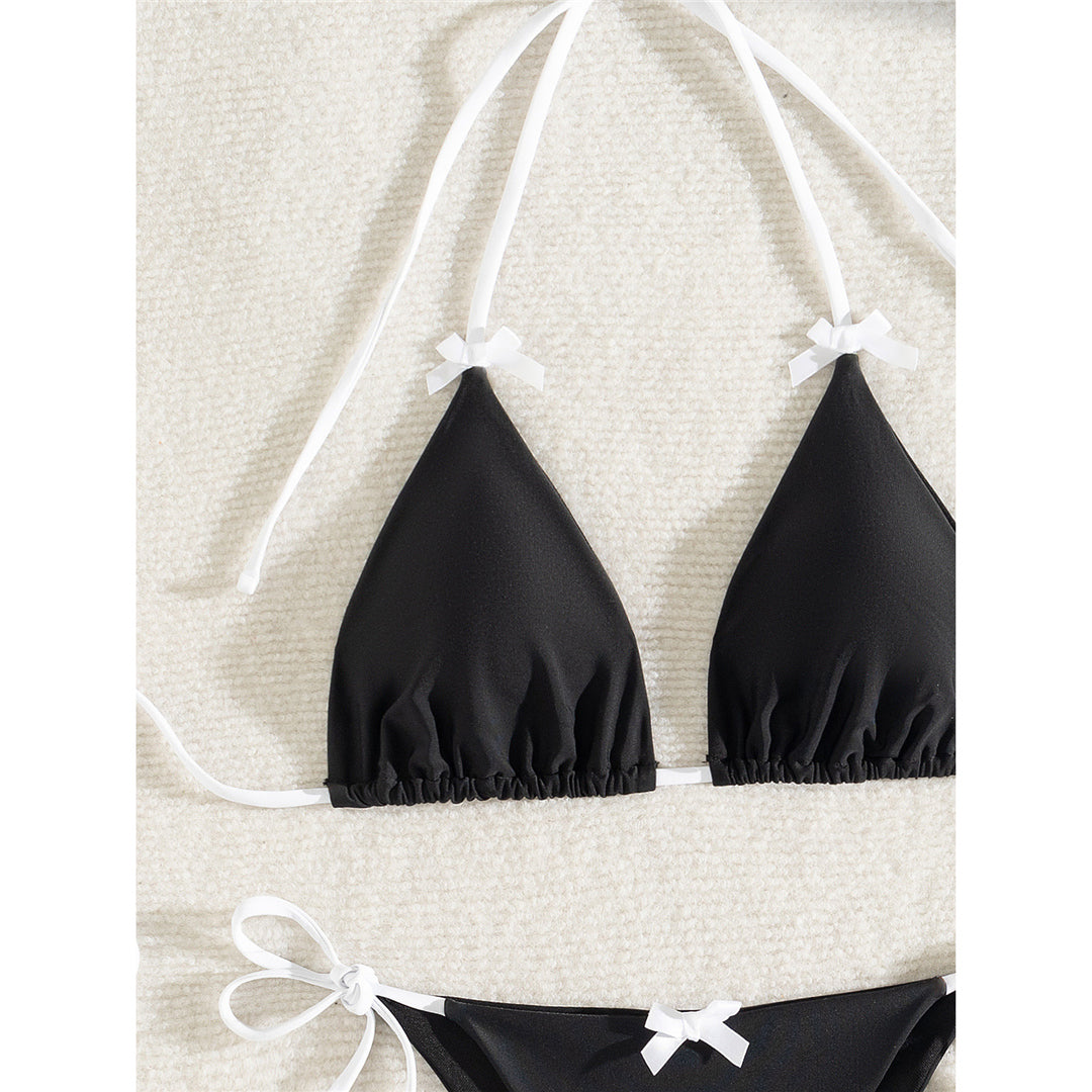 Suzanne Splicing Halter Strappy Bikini