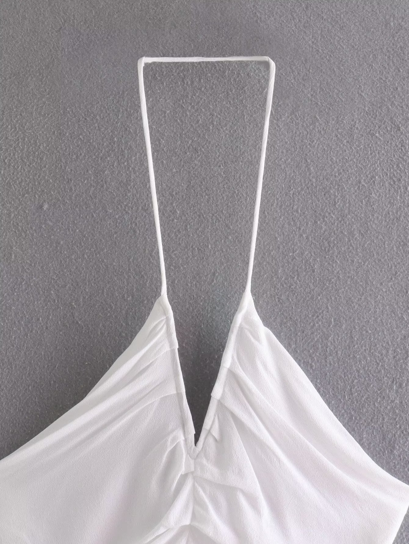 Summer Women Clothing White Sexy Sexy Pleated Halter Spaghetti Straps