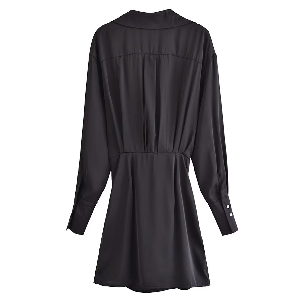 Fall Women Clothing Long Sleeve Slim Show Thin Black Shirt Dress