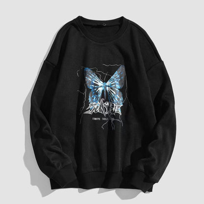 Vitality Casual  Butterfly Graphic Print Crew Neck Long Sleeve Sweater Sweatshirt