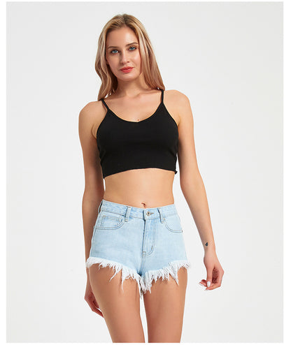 Summer Sexy Denim Super Short Shorts Hip Lifting Raw Edge Denim Wide Leg Pants Pants