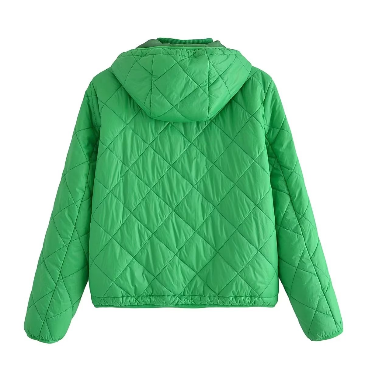 Fall Women Clothing Hooded Quilted Cotton-Padded Jacket Loose Jacket Coat