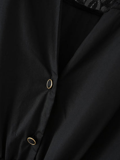 Exclusive for Black Dress WaistTight Slimming Sense of Design Loose Shirt Dress