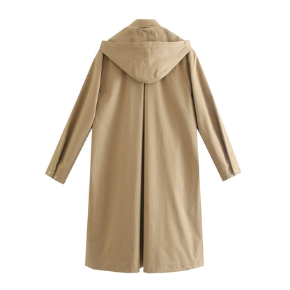 Early Autumn Women Clothing Solid Color Anorak Baggy Coat