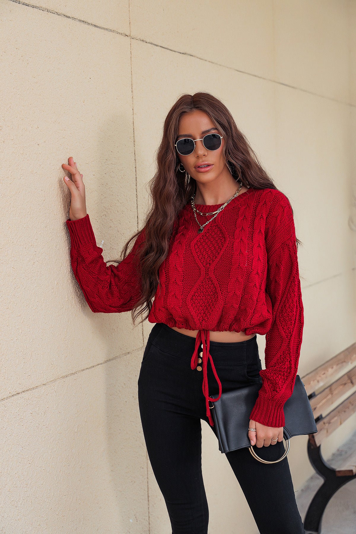 Autumn Long Sleeve Knitted round Neck Casual Sweater Top