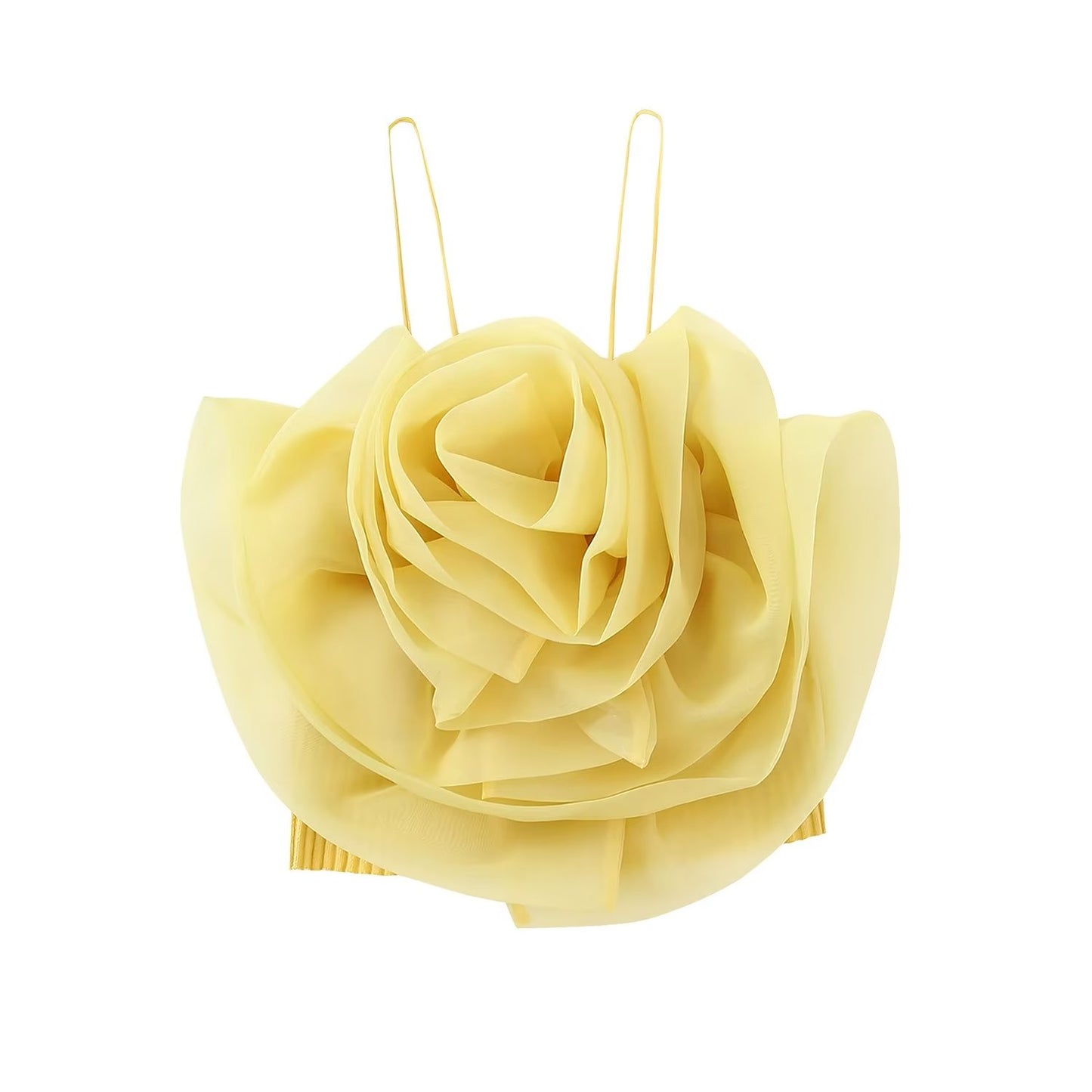 Autumn Sexy Three Dimensional Floral 3D Rose Decoration Wrapped Chest Strap Small Top Women