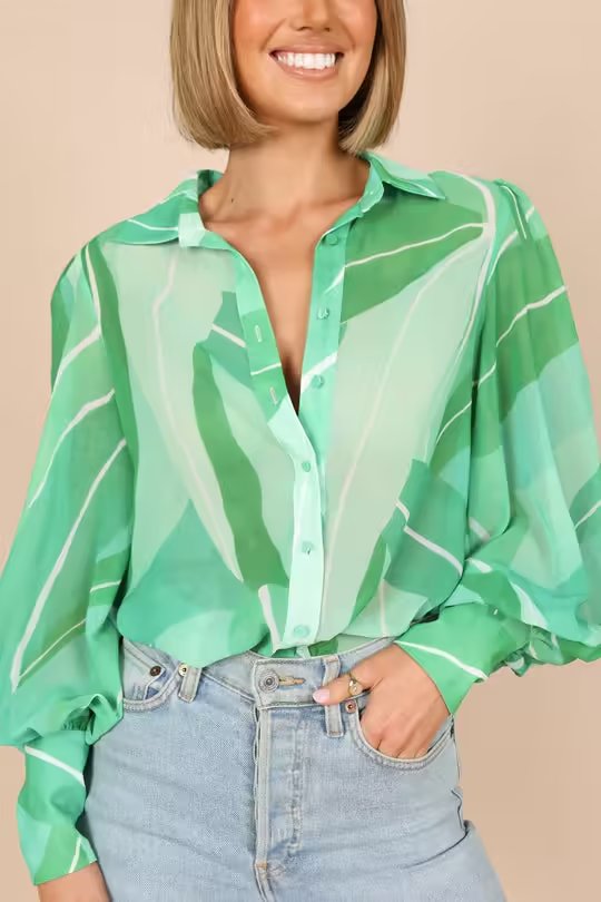 Autumn Winter Women Clothing Collared Single Breasted Floral Print Shirt