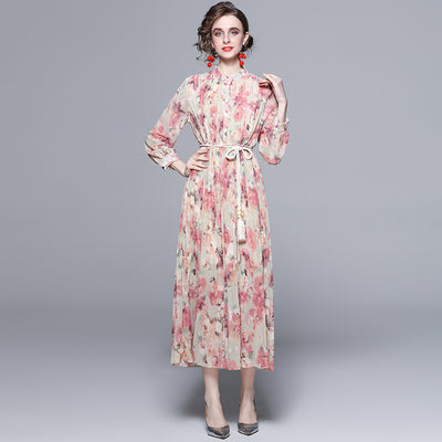 Women Large Swing Chiffon Print Dress Temperament Versatile Thin Dress