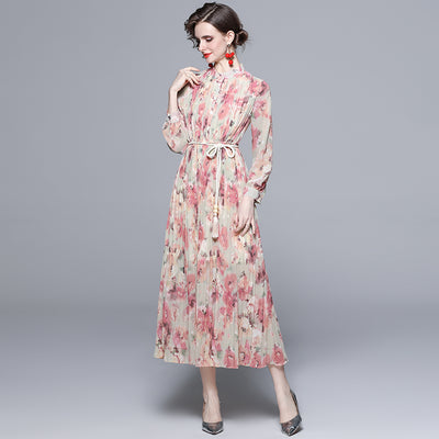 Women Large Swing Chiffon Print Dress Temperament Versatile Thin Dress
