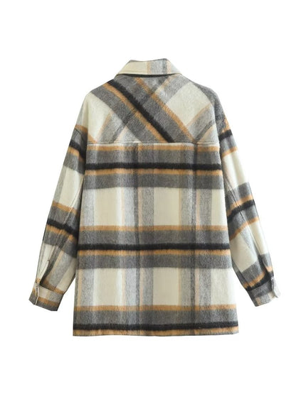 Autumn Winter Plaid Long Shacket